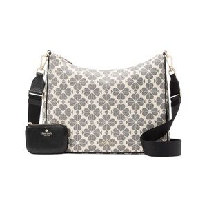 Kate Spade Spade Black & White Flower Large Crossbody with Pouch Signature Print